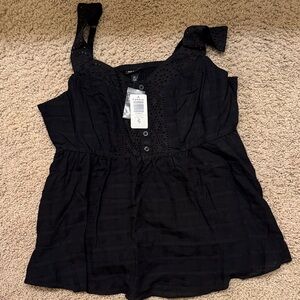 Torrid Black Eyelet Button Blouse